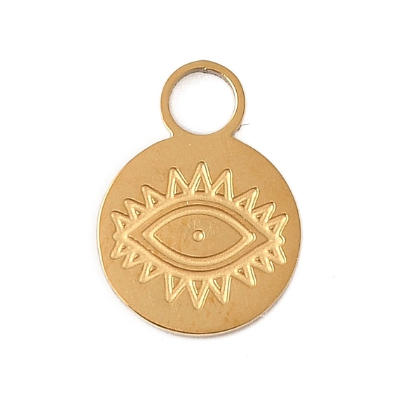 304 прелести нержавеющей стали, лазерная резка, плоский круглый с шармом в виде глаз