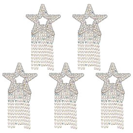 FINGERINSPIRE 5Pcs Star with Tassel Glitter Hotfix Rhinestone, Iron on Patches, Dress Shoes Garment Decoration