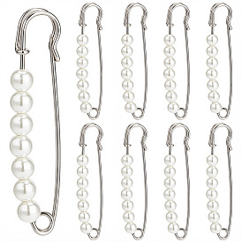 16 piezas de alfileres de hierro para falda escocesa, Pinzas para chal de suéter para extensores de cintura, pantalones, ropa, vestidos y decoraciones., con perlas de imitación