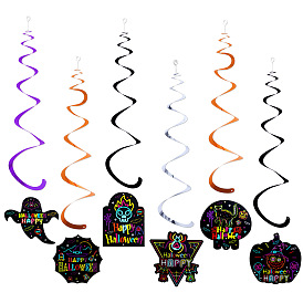 Светящаяся тема Хэллоуина, бумажные висячие завитки, украшения для вечеринки в честь Хэллоуина