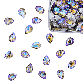Señaló hacia cabujones de diamantes de imitación de cristal, espalda plateada, facetados, color de ab chapado, lágrima
