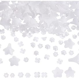 200шт 4 стильные стеклянные бусины, окрашенные распылением, и акриловые колпачки для бусин, цветок