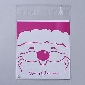 Rectangle OPP Cellophane Bags for Christmas, with Santa Claus Pattern, 14x9.9cm, Bilateral Thickness: 0.07mm, about 95~100pcs/bag