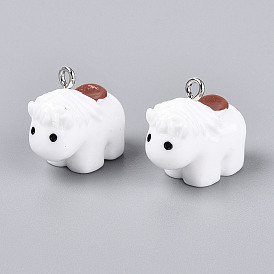 Непрозрачные подвески смолы, с платиновыми железными петлями, миниатюрные 3d талисманы в виде лошадей