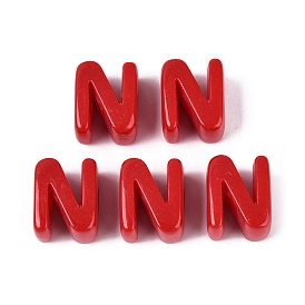 Opake Acrylperlen europäischen, Großloch perlen, Buchstabe n
