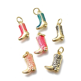 Латунь эмаль подвески, ковбойские сапоги очарование, с целью перехода в кольце, долговечный, без свинца и без кадмия, стойки покрытие, реальный 18 k позолоченный