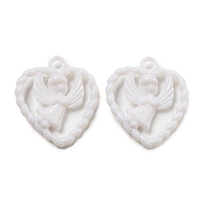 Непрозрачные акриловые подвески, сердце с ангельскими подвесками