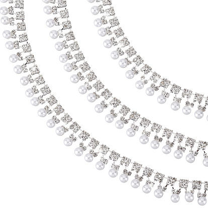 1ярдовые круглые железные цепочки со стразами, цепочки с кисточками и бахромой из искусственного жемчуга, для пошива свадебного украшения, с карточной бумагой