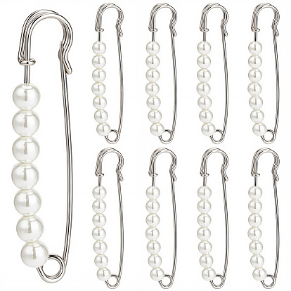 16 piezas de alfileres de hierro para falda escocesa, Pinzas para chal de suéter para extensores de cintura, pantalones, ropa, vestidos y decoraciones., con perlas de imitación