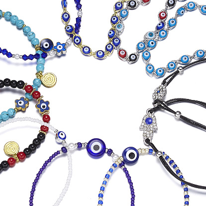 Blue Eye Beaded Bracelet with European and American Style - Fashionable Eye Bracelet