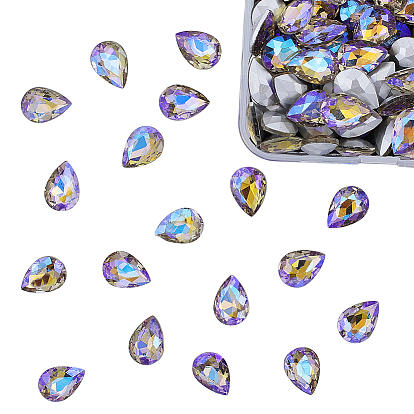 Señaló hacia cabujones de diamantes de imitación de cristal, espalda plateada, facetados, color de ab chapado, lágrima