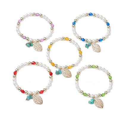 Браслеты из ракушечного жемчуга и немагнитного синтетического гематита с бусинами, браслеты с подвесками из листовой латуни для женщин