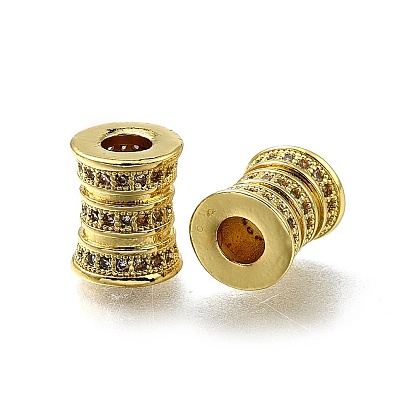Латунь микропаве прозрачный кубический цирконий европейский бисер, бусины с большим отверстием, колонка, долговечный, стойки покрытие, без свинца и без кадмия