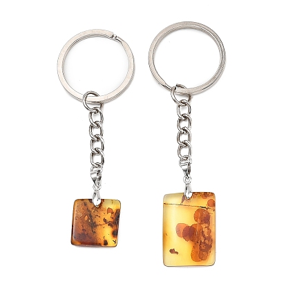 Брелоки из натурального янтаря, с железными разрезными брелоками, платина