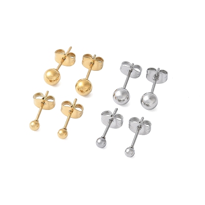 304 серьги-гвоздики из нержавеющей стали для женщин, круглые