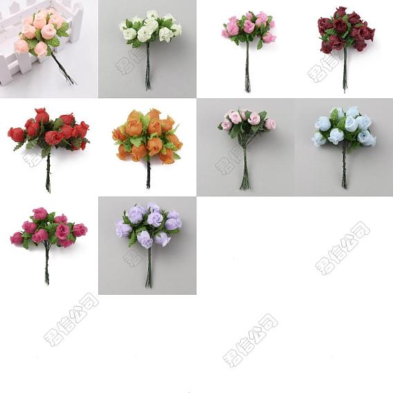 10 piezas 10 colores tela simulación flor 12 cabezas un ramo rosas, para manualidades diy boda decoración del hogar