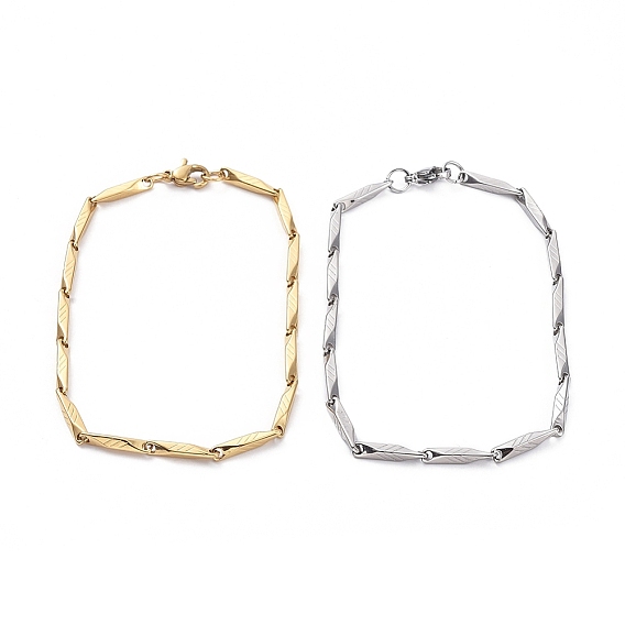 Унисекс 304 браслеты из нержавеющей стали, , с карабин-лобстерами 