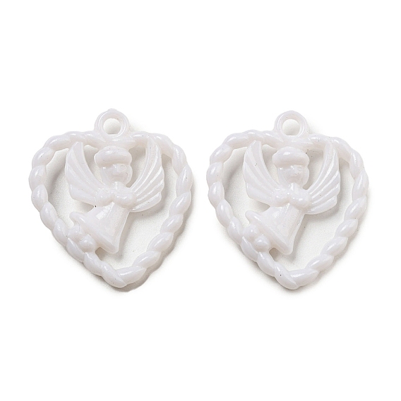 Непрозрачные акриловые подвески, сердце с ангельскими подвесками