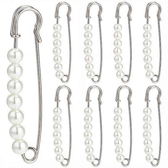 16 piezas de alfileres de hierro para falda escocesa, Pinzas para chal de suéter para extensores de cintura, pantalones, ropa, vestidos y decoraciones., con perlas de imitación