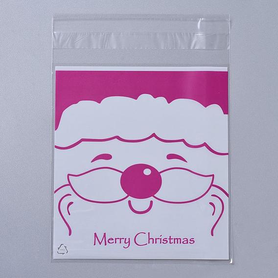 Rectangle OPP Cellophane Bags for Christmas, with Santa Claus Pattern, 14x9.9cm, Bilateral Thickness: 0.07mm, about 95~100pcs/bag
