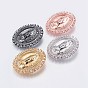 Латунные микро проложить кубического циркония подвески, леди гваделупской чары, Подвески с большими отверстиями, овальные с рисунками " virgin mary"
