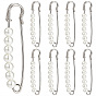 16 piezas de alfileres de hierro para falda escocesa, Pinzas para chal de suéter para extensores de cintura, pantalones, ropa, vestidos y decoraciones., con perlas de imitación