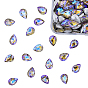 Pointed Back Glass Rhinestone Cabochons, Back Plated, Faceted, AB Color Plated, Teardrop