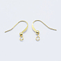 Long-Lasting Plated Brass French Earring Hooks, Flat Earring Hooks, Ear Wire, with Horizontal Loop, Real 18K Gold Plated, Nickel Free
