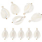 5 pièces pendentifs en forme de larme en coquillage naturel, avec 304 boucles en acier inoxydable, couleur de coquillage, placage ionique (ip)