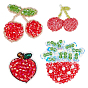 8 шт. 4 стили стеклянные кристаллы вышитые нитки приклеиваемые/пришивные заплатки, аппликации из ткани, вишня/персик/клубника
