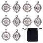 304 Stainless Steel Pendants, Flat Round with Compass