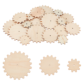 18 шт. 3 стили шестерни необработанные деревянные детали, для поделок diy принадлежности для рисования