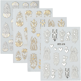 4шт 4 стили филиал самоклеящиеся наклейки для ногтей для домашних животных наклейки, для украшения ногтей