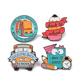 Backpack/Pencil/Book Back to School Theme Enamel Pins, Black Alloy Brooch for Backpack Clothes