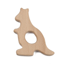 Natural Beech Wooden Baby Teething Toys, Teething Animal Rings for Newborn Toddler Infant, Kangaroo