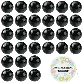 Эластичные браслеты из бисера из драгоценных камней своими руками, в комплекте крашеные круглые бусины из натурального черного агата и эластичная хрустальная нить