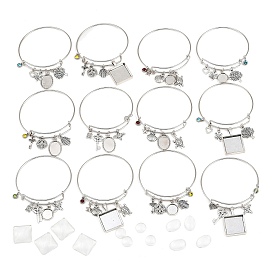 DIY пустые геометрические подвески из сплава, набор для изготовления расширяемого браслета