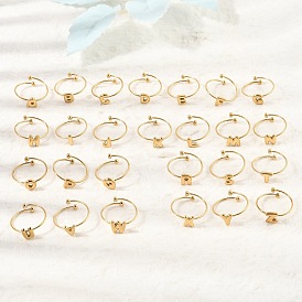 304 Stainless Steel Cuff Open Rings, Ion Plating(IP), Polished, Real 18K Gold Plated