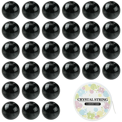 Эластичные браслеты из бисера из драгоценных камней своими руками, в комплекте крашеные круглые бусины из натурального черного агата и эластичная хрустальная нить