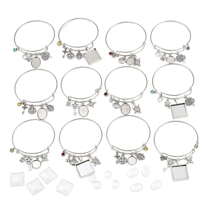 DIY пустые геометрические подвески из сплава, набор для изготовления расширяемого браслета