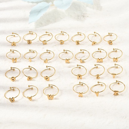 304 Stainless Steel Cuff Open Rings, Ion Plating(IP), Polished, Real 18K Gold Plated