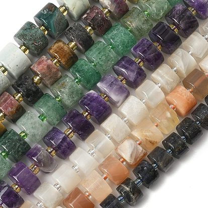 Натуральные нити из белого лунного камня, нескольких лунных камней, турмалина, аметиста, зеленого клубничного кварца, океанического агата, кварца и иолита., диск, Heishi бусы, с бисером