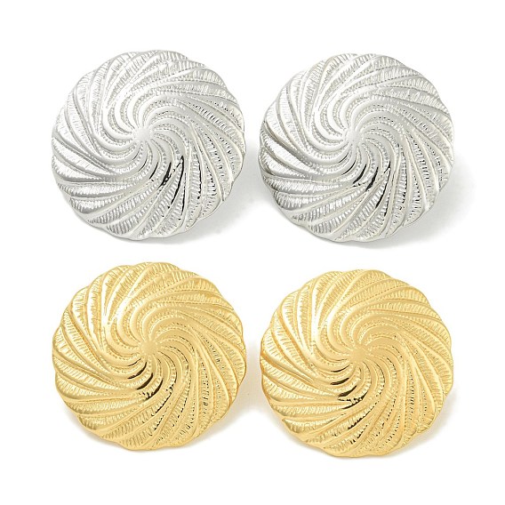 Плоские круглые 304 серьги-гвоздики из нержавеющей стали с ионным покрытием (IP) для женщин