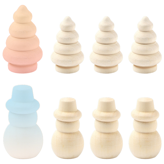 10 шт. 2 стили рождественские незаконченные деревянные скульптуры витринные украшения, детская картина своими руками