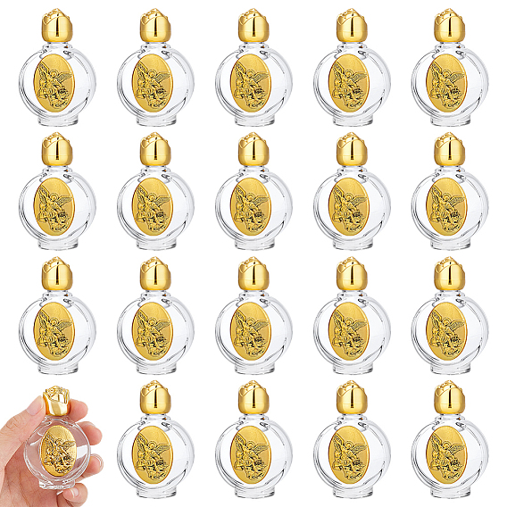 20 шт. стеклянных пустых бутылок для святой воды для религиозных целей, с крышкой из розового цинкового сплава