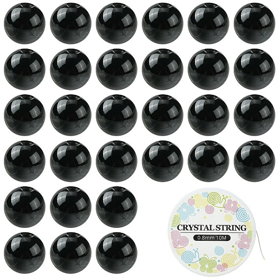 Эластичные браслеты из бисера из драгоценных камней своими руками, в комплекте крашеные круглые бусины из натурального черного агата и эластичная хрустальная нить