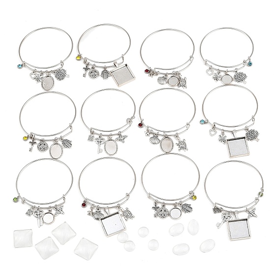 DIY пустые геометрические подвески из сплава, набор для изготовления расширяемого браслета