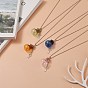 4Pcs 4 Color Lucky Bag Shape Glass Cork Bottles Pendant Necklaces Set,  304 Stainless Steel Ball Chain Necklaces for Women