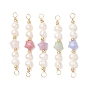 Подвески-звезды из искусственного голубого кружевного агата, натурального родонита, розового кварца, зеленого авантюрина, лепидолита/фиолетовой слюды с натуральным культивированным пресноводным жемчугом, с петлями из медной проволоки