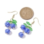 Flower Glass Dangle Earrings, Acrylic Cluster Earrings with 304 Stainless Steel Earring Pins